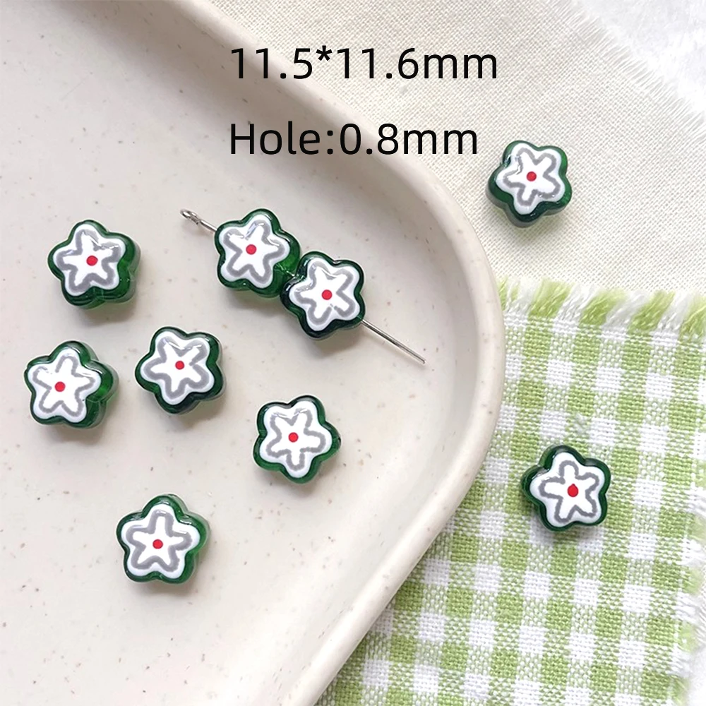 5 Pieces Colored Hand-painted Stars, Small Flowers, Glass Beads DIY Fashion Jewelry Making Necklace Bracelet Accessory Materials