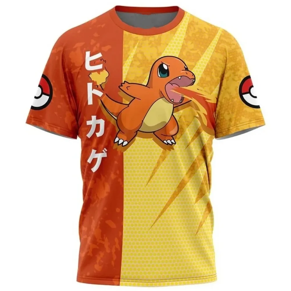 Summer New Pok É Mon Multi Character Theme T-shirt Large Loose Couple Adult and Children Street Trend Sports Quick Drying Top