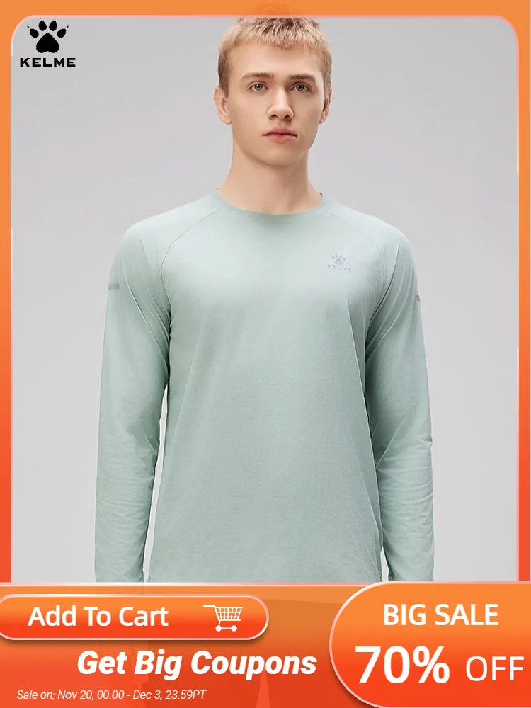 

Kelme Men's Long-sleeved T-shirt Breathable Sports Fitness Clothes Outdoor Running Quick-drying Tops Football Training