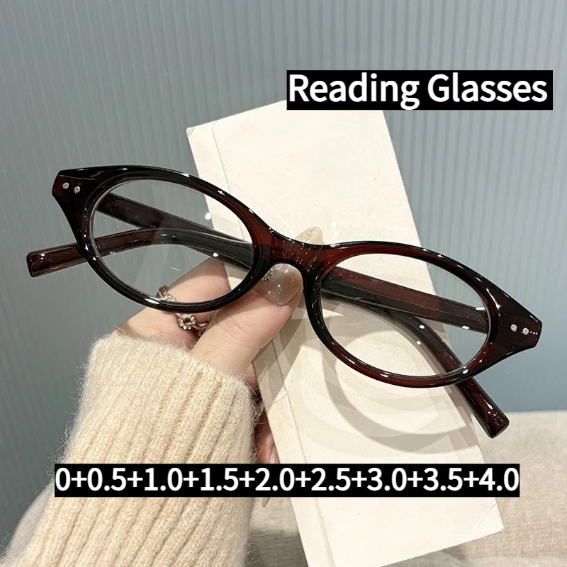 Rice Nail Lesebrille mit kleinem Rahmen, fertig, Vollformat, Anti-Blaulicht-Brillengläser, elliptisch, 0 + 0,5 + 1,0 + 1,5 + 2,0 + 2,5 + 3,0