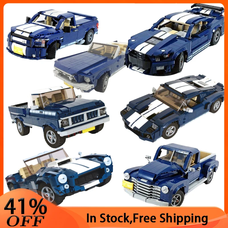 NEW Mustang Shelby GT500 Convertible Car Building Blocks F150 Raptor Classic Pickup DIY Assemble Vehicle Bricks 10265 Toy Gift