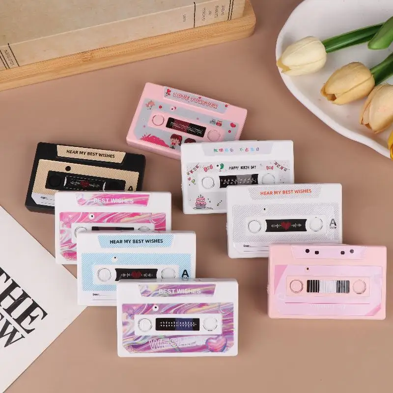 60-second DIY Audio Voice Recorder Cassette Tape Shaped Recording Device Recordable Greeting Card For Birthday Valentines Day