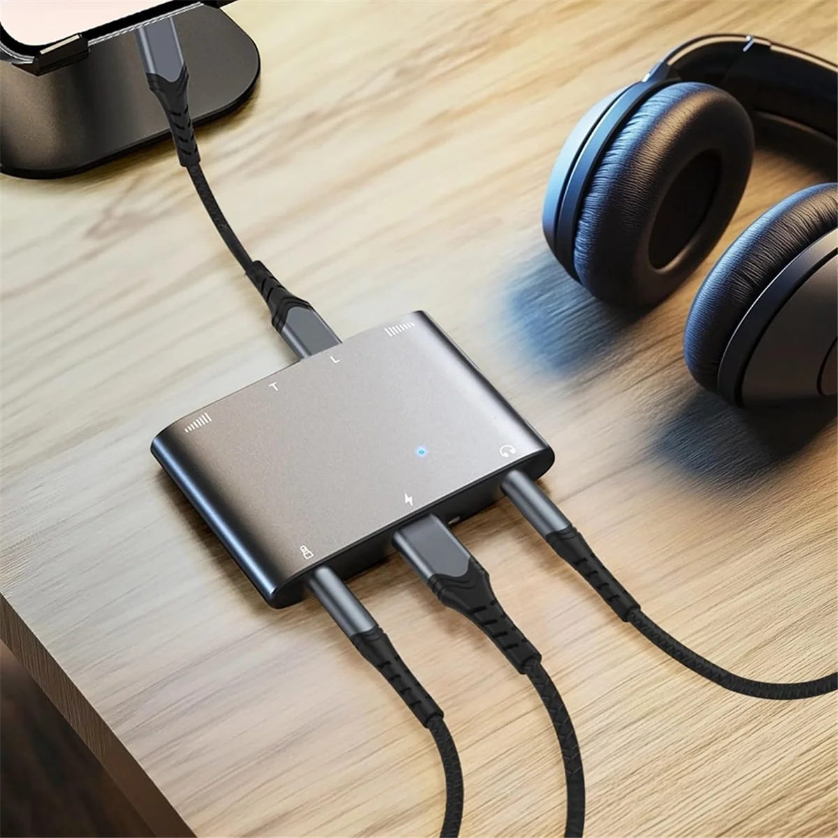2025+Audio Interface Adapter for Livestreaming Dual Stereo High-Resolution Sound Card for Live Singing and Recording