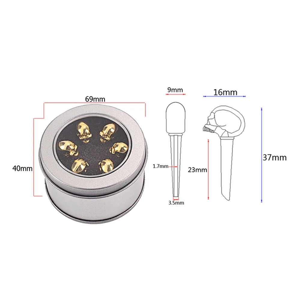 

6Pcs Zinc Alloy Skull Head Bridge Pins Metal Replacement for Acoustic Guitar Mandolin Bridge Accessories Silver