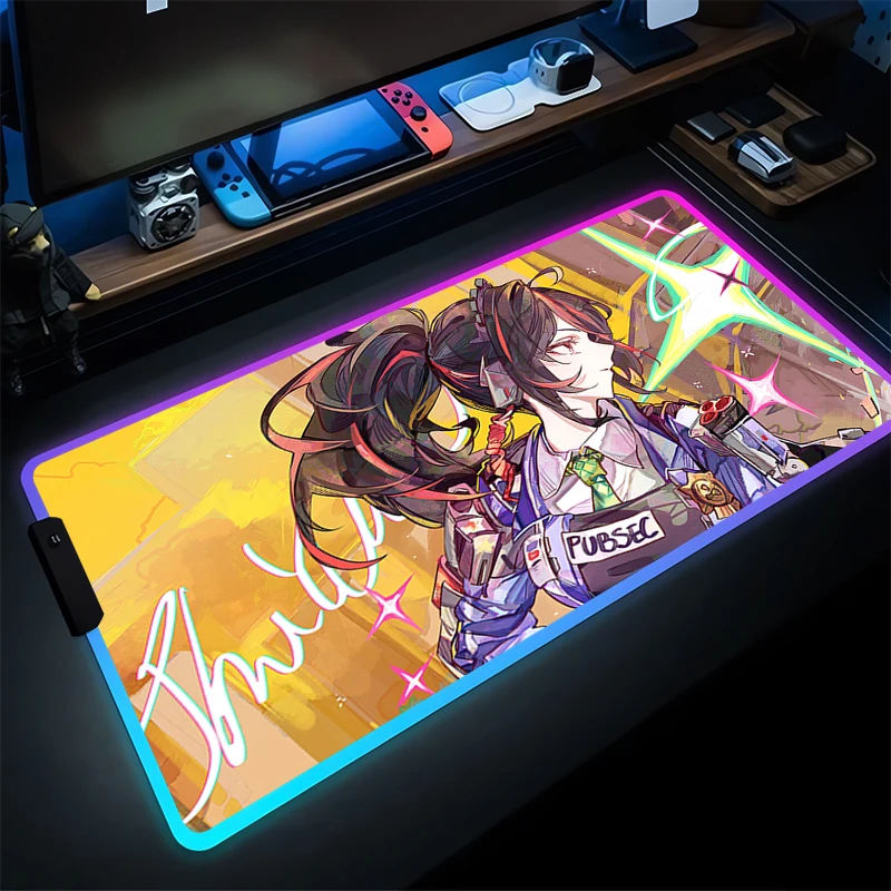 RGB Mouse Pad Gaming Dywan Gamer ZZZ Keyboard Pad LED Zenless Zone Zero Desktop Mat Table Carpet Zhu Yuan Mousepad For Computer
