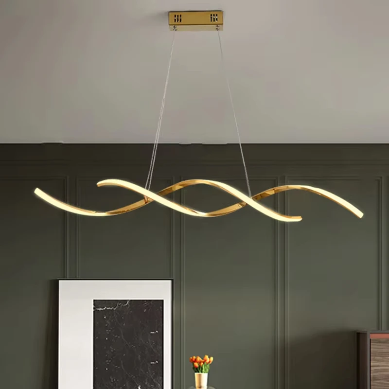 Modern Led Pendant Lights AC110-220V For Dining Kitchen Room Bar Home Decor Pendant Lamp Fixture Gold/Chrome Plated Length110cm