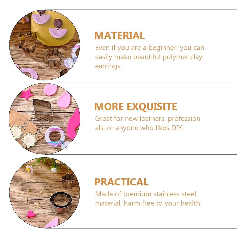 

1 set 1 Set Stainless Steel Earring Cutting Tool Polymer Clay Mold Diy Jewelry Making Kit Clay Cutter Set Craft Tool Earring Diy