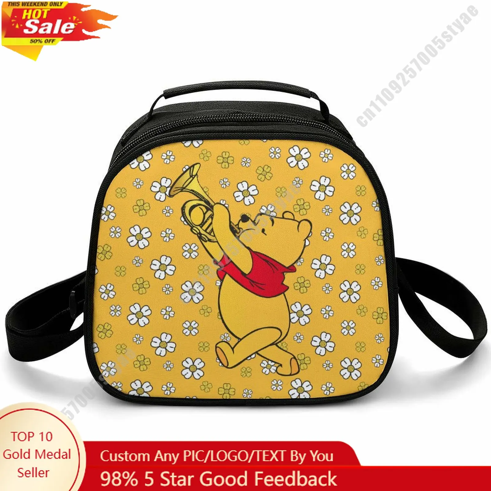 

Winnie The Pooh Lunch Bag Disney Animal Patterns Bento Bag Customizable Name Photo Logo Lunchbox Essential Picnic Bag Cosplay