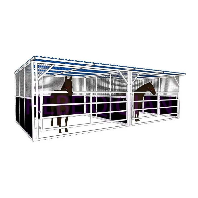 Customization Factory Supply Portable Outdoor Galvanized Horse Stable Stall Temporary Horse Stable Steel Frame Stable Horse Box