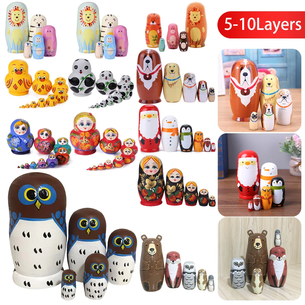 Wooden Yellow Duck Matryoshka Dolls Toys Russian Nesting Babushka Doll for Kids Adults New Year Gift Handmade Crafts Home Decor