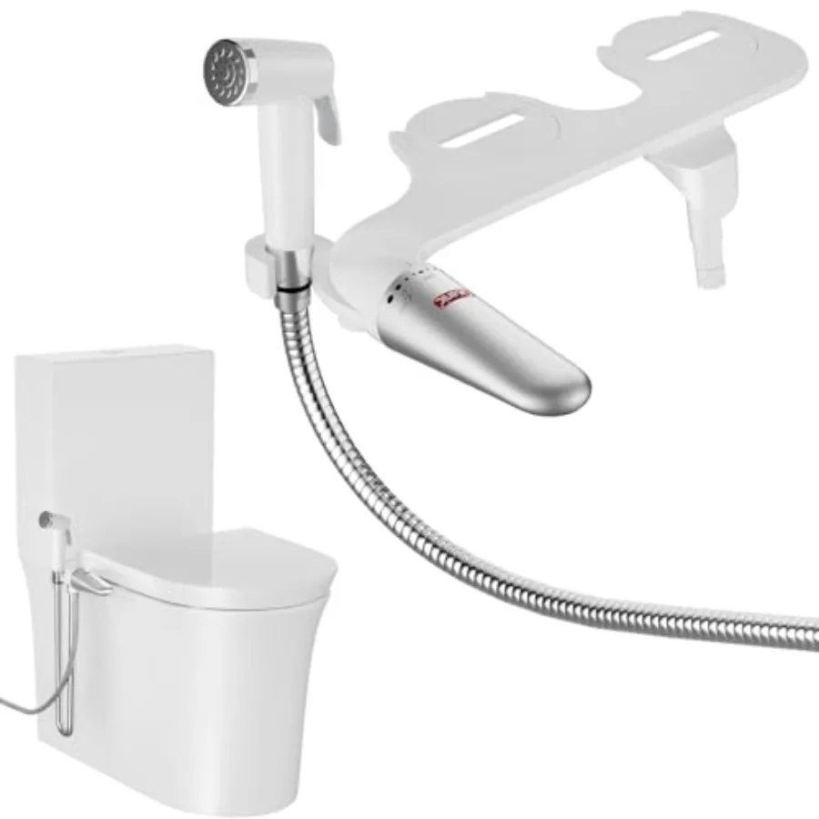 

2-in-1 Bidet Attachment with Handheld Bath Bidet Sprayer Ultra-Slim Adjustable Water Pressure Nozzle Cold Water Non Electric Ha