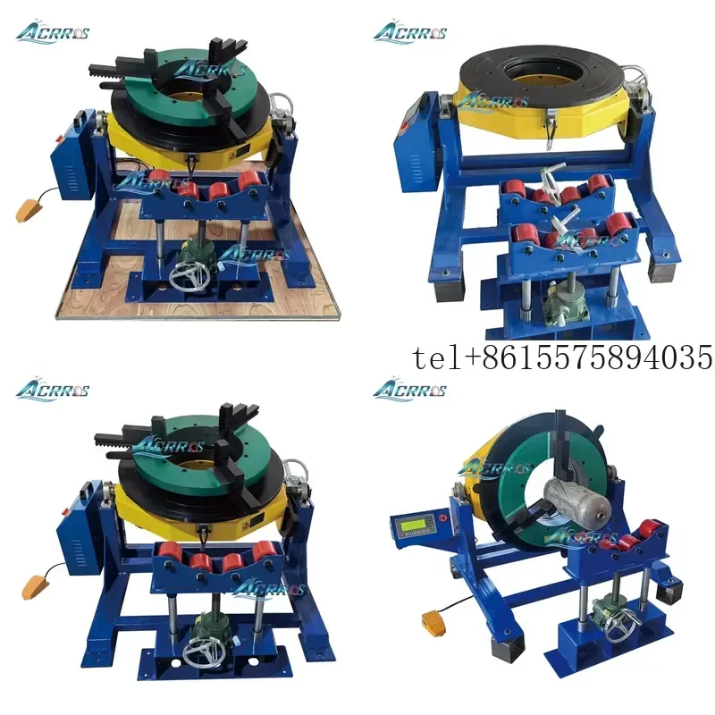 hot Adjustable Stand Roller Loading 600kgs Pipe Auto Welding Rotary Table PLC Control Welding Positioner Turntable with Chuck