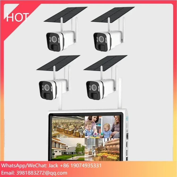 Almacenamiento gratuito en la nube Nvr Cámara de 4 canales Nvr Solar 4MP Kit Nvr inalámbrico Wifi Cctv Kit Cámara de seguridad