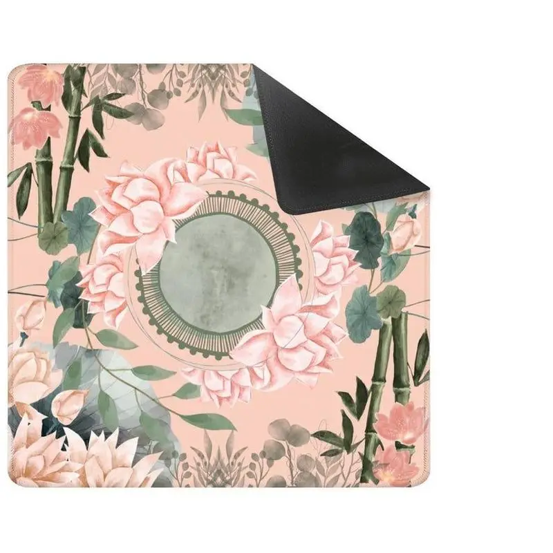 VIKAMA Chinese Lotus Mahjong Mat Anti Noise Non Slip Rubber Pad Portable Washable American Mah Jongg Gift For Mahjong Lovers