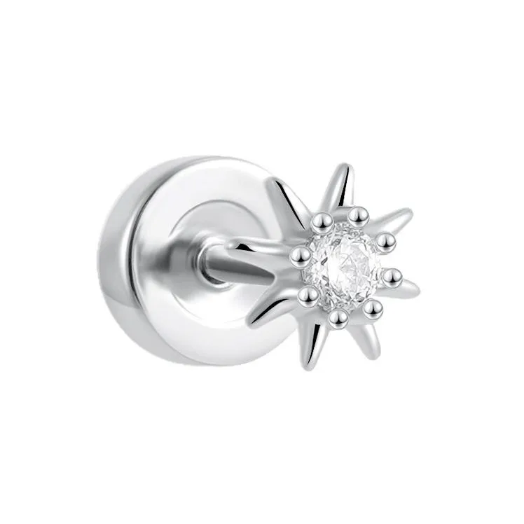 1PC Chirurgische Edelstahl Ohrringe für Frauen Zierliche Ohrringe mit flacher Rückseite Ohrstecker 20G CZ Knorpel Helix Tragus Conch Lobe Piercing – Detail 17