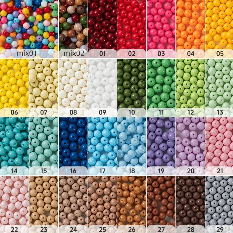 6/8mm Solid Color Painted Medium Hole Round Candy Beads 100g(330/135pcs) Loose Beads for DIY Bracelet&Jewelry Making Accessories