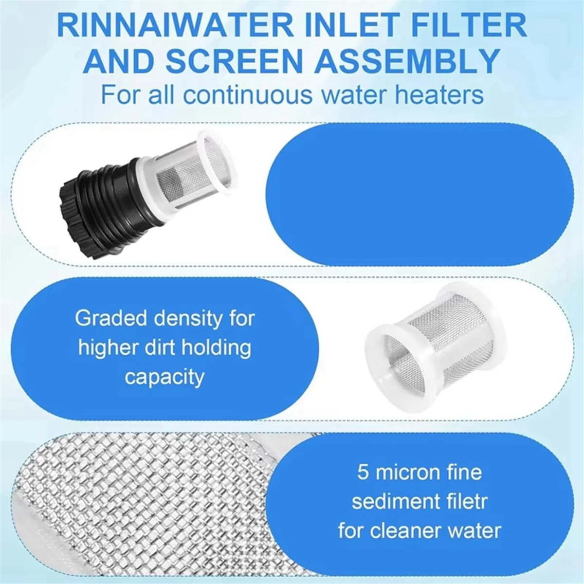タンクレス給湯器アクセサリー、連続給湯器ツール用インサートフィルター、ライト、H98-510-S