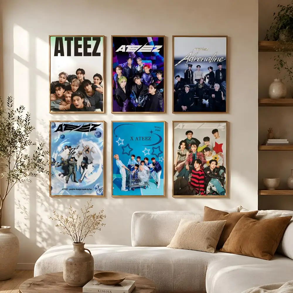 Band ATEEZ Poster Self-Adhesive HD Mural Wall Decals, Living Room Bedroom Home Decor Gift