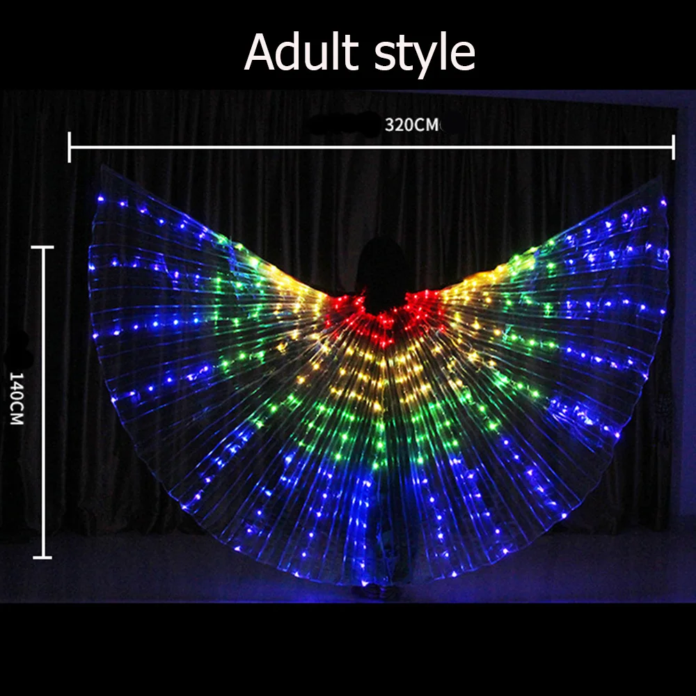 Led Isis Wings, Belly Dance Butterfly Wings with Telescopic Sticks, Glowing Costume, Party Festival Performance Props, 240 Leds