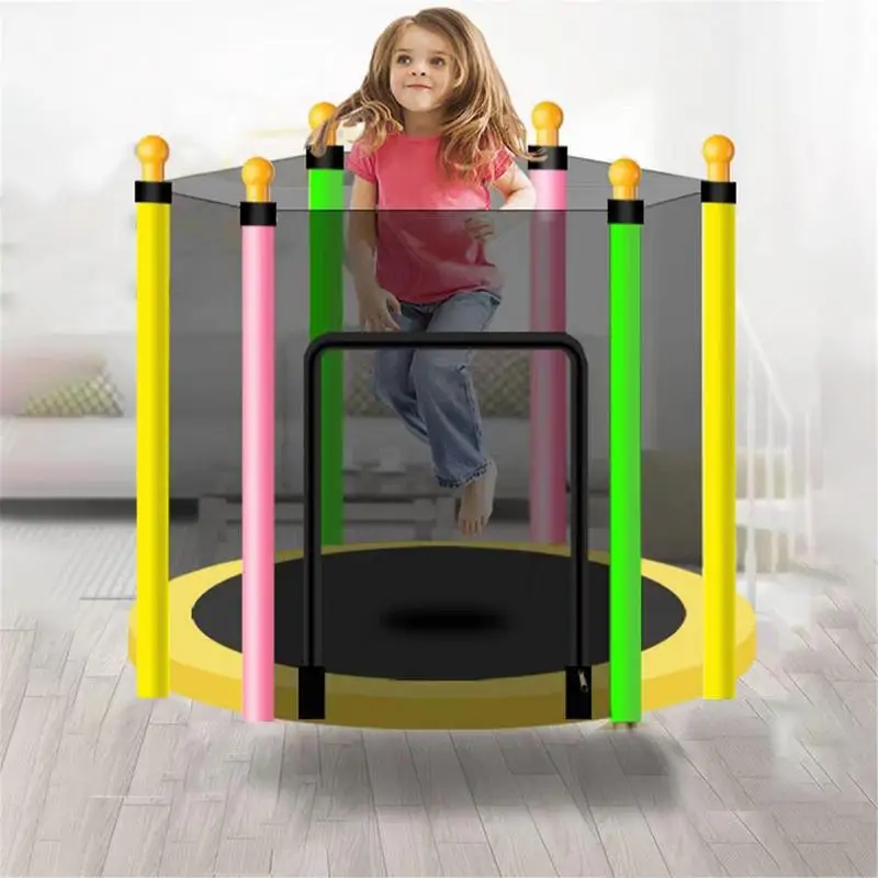 6 Poles 1.2/1.4/1.5m Round Kids Mini Trampoline Enclosure Net Pad Weather Resistant Trampoline Network Protection Guard