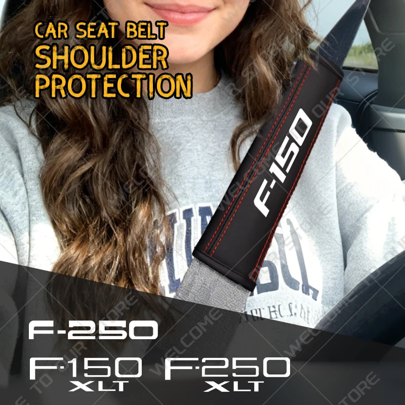 2 uds para F-150 XLT F-250 XLT Ranger Raptor emblema de camioneta Logo cuero cinturón de seguridad de coche almohadillas de cubierta de hombro decoración Interior