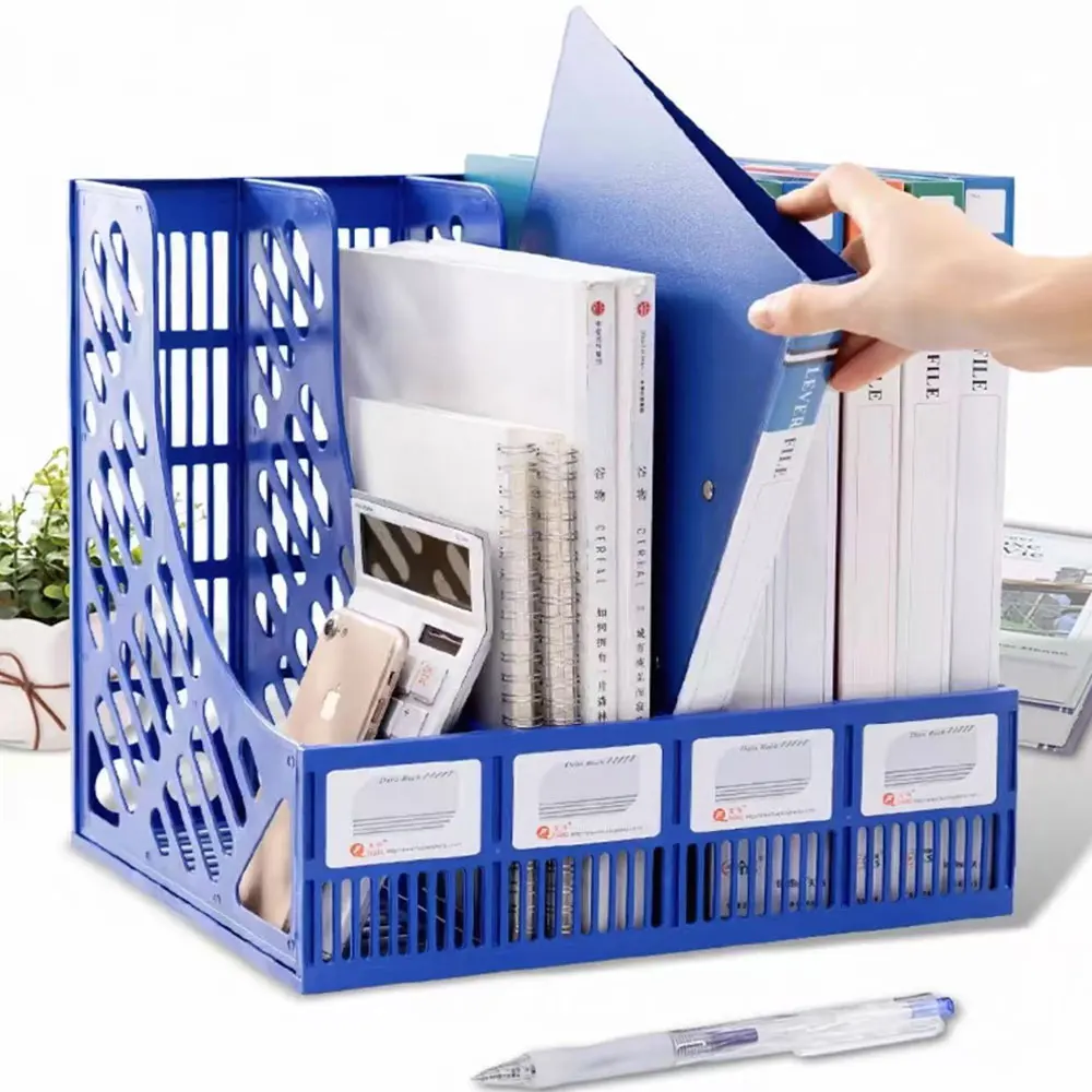 

Large capacity 4-column desktop file box, file storage box, document rack multi-layer book stand