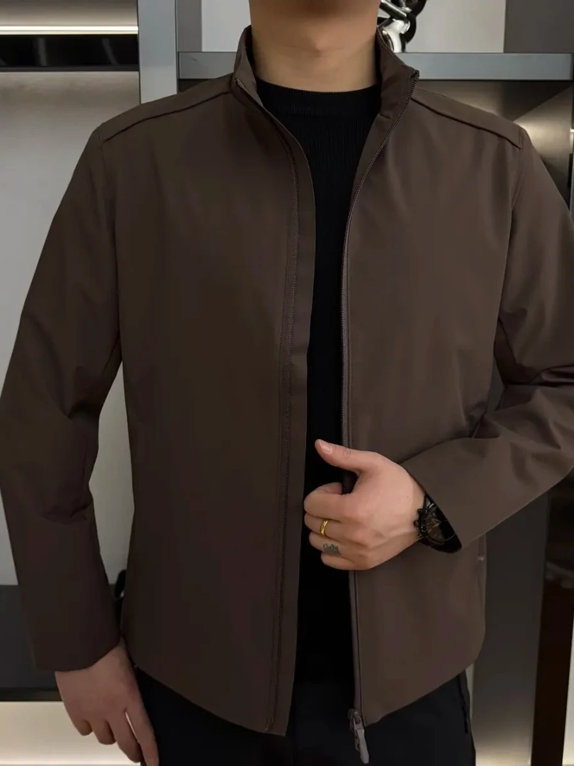 

High Quality Men's Stand Collar Jacket New Spring Autumn Fashionable Elegant Luxury Standard Fit Long Sleeve Antibacterial