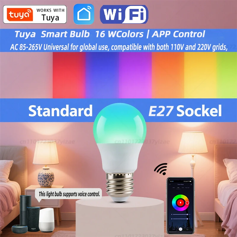 

Tuya WiFi Bluetooth Smart Bulb RGBCW 85V-265V LED Light Bubble Smart Life App Control Support Alexa Google Home Assisatnt Bulb