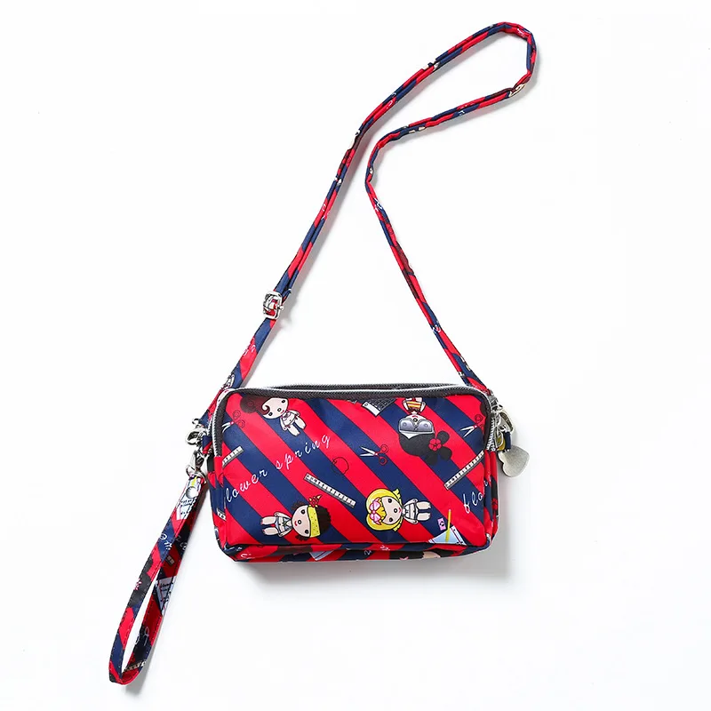 Stylish Portable Three-Layer Zipper Waterproof Nylon Unisex Crossbody Phone Wallet High-Quality Durable Coin Purse Multifunction