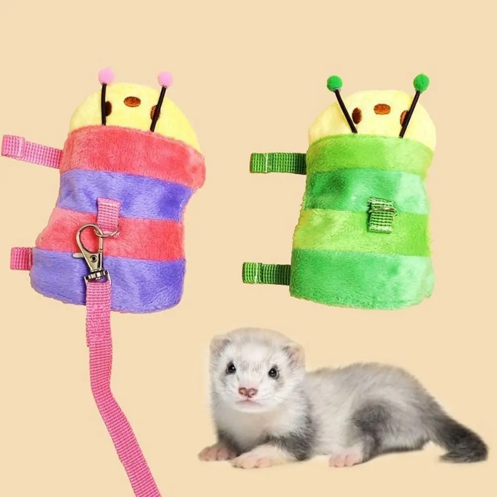 

Cartoon Hamster Vest Harness Adjustable Escape Proof Ferret Walking Leash Breathable Small Animal Walking Vest Training