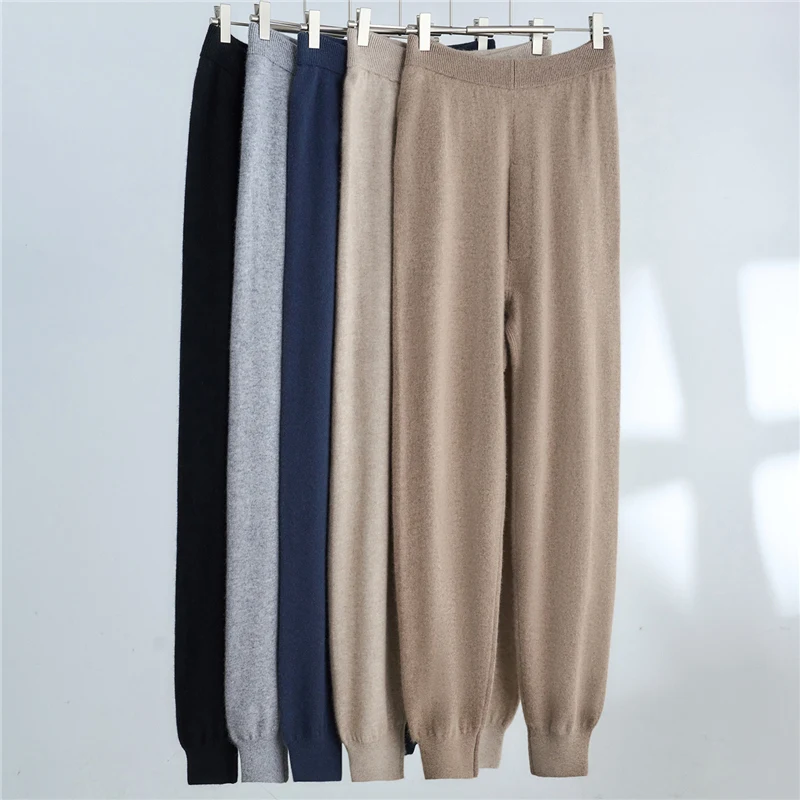 New Men's 100% Cashmere Pants Spring Autumn Winter Cashmere base layer Underpants Elasticated Waist Cashmere Knitted Trousers