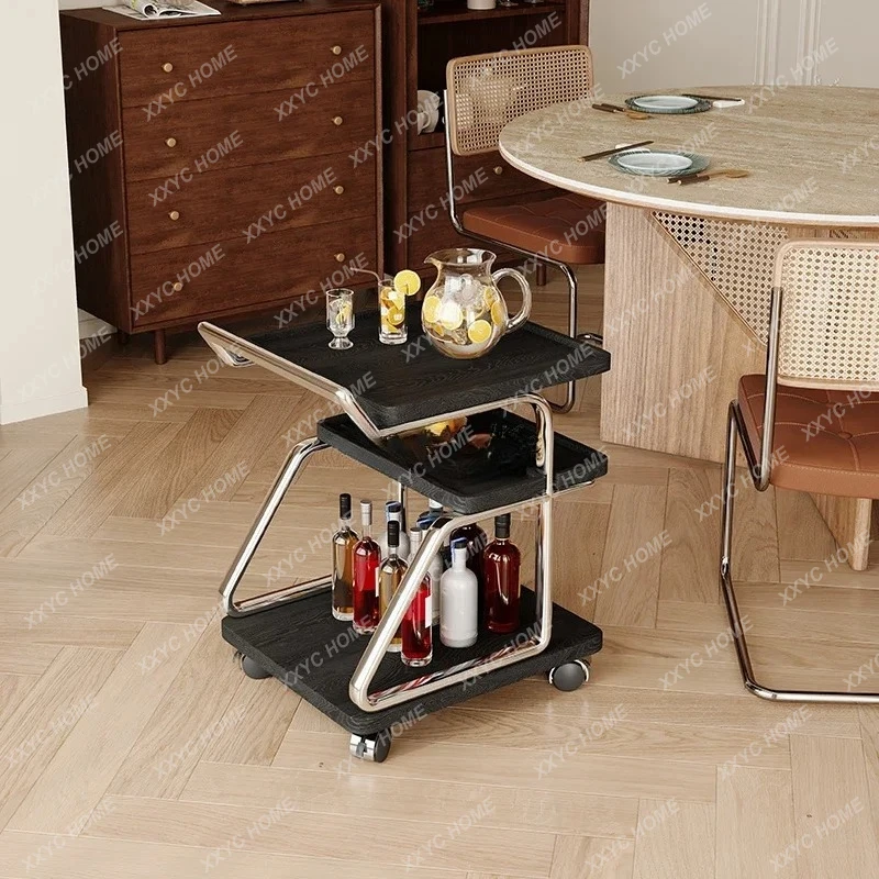 

Wheeled trolley sofa coffee table retro removable side cabinet rack