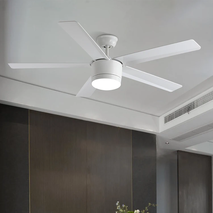 LED Large  Remote Control Fan Lamp Five ABS Blades 5 Speeds Adjustable 52inch Led Electric Ceiling Fans with Light