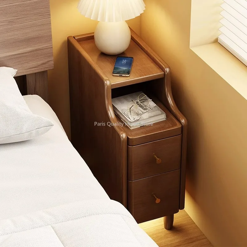 

Solid Wood Bedside Table Simple Modern Mini Small Extremely Narrow Bedside Cabinet Ultra-narrow Edge Seam Shelf