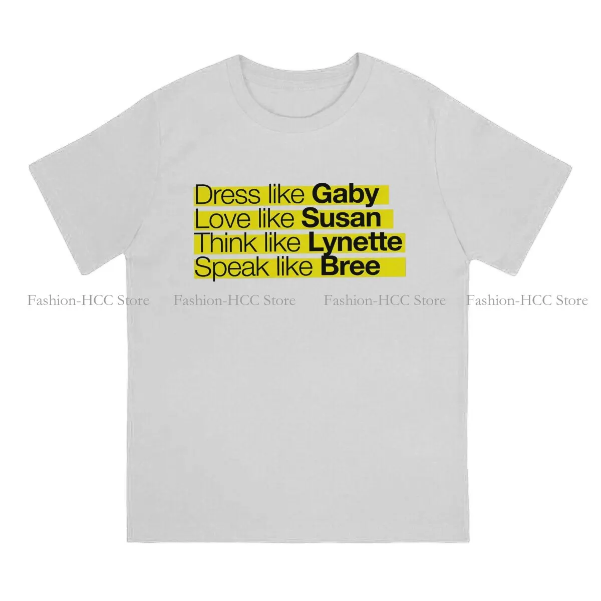 Desperate Housewives Susan Gabrielle TShirt for Men Yellow Basic Casual Sweatshirts T Shirt Novelty Trendy