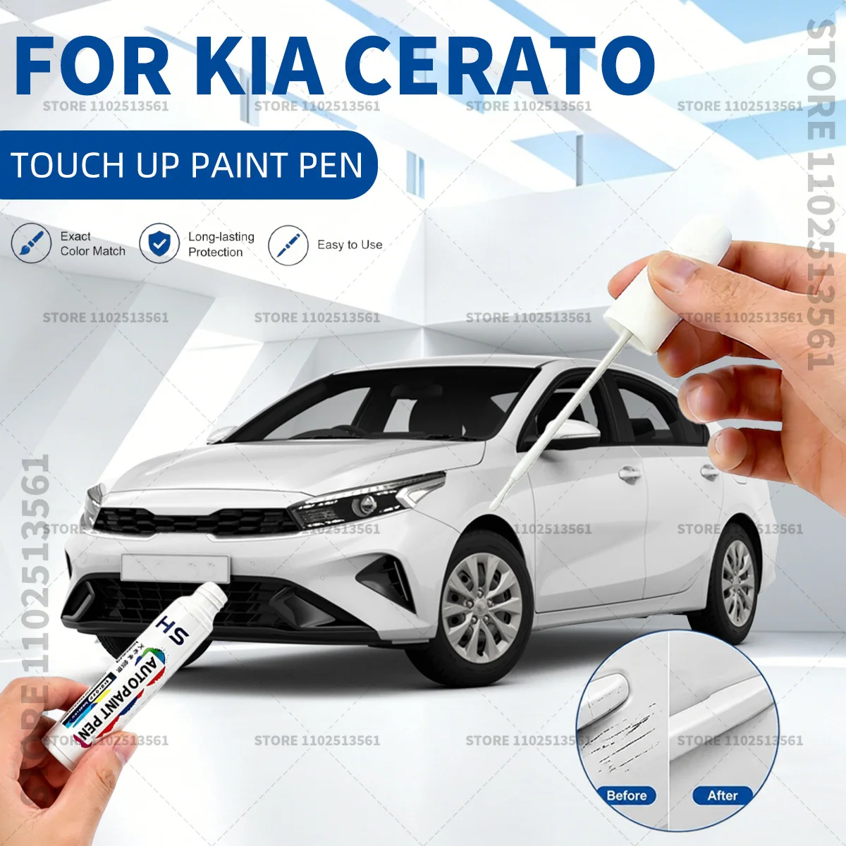 

Car Paint Repair Pen Touch Up Paint Brush Scratch Remover for Deep Scratches and Marks For KIA CERATO Black White Orange Blue