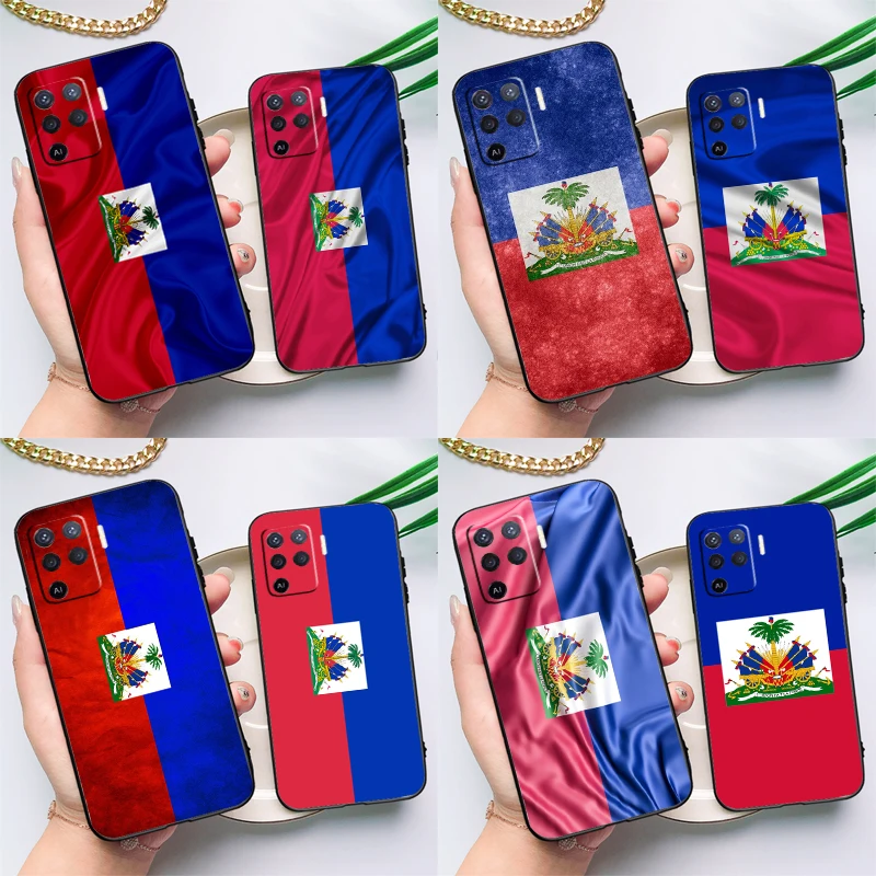 Haiti Haitian Flag Case For OPPO A17 A57 A77 A78 A15 A16 A52 A72 A76 A96 A74 A94 A5 A9 A31 A93 A54S A53S A57S