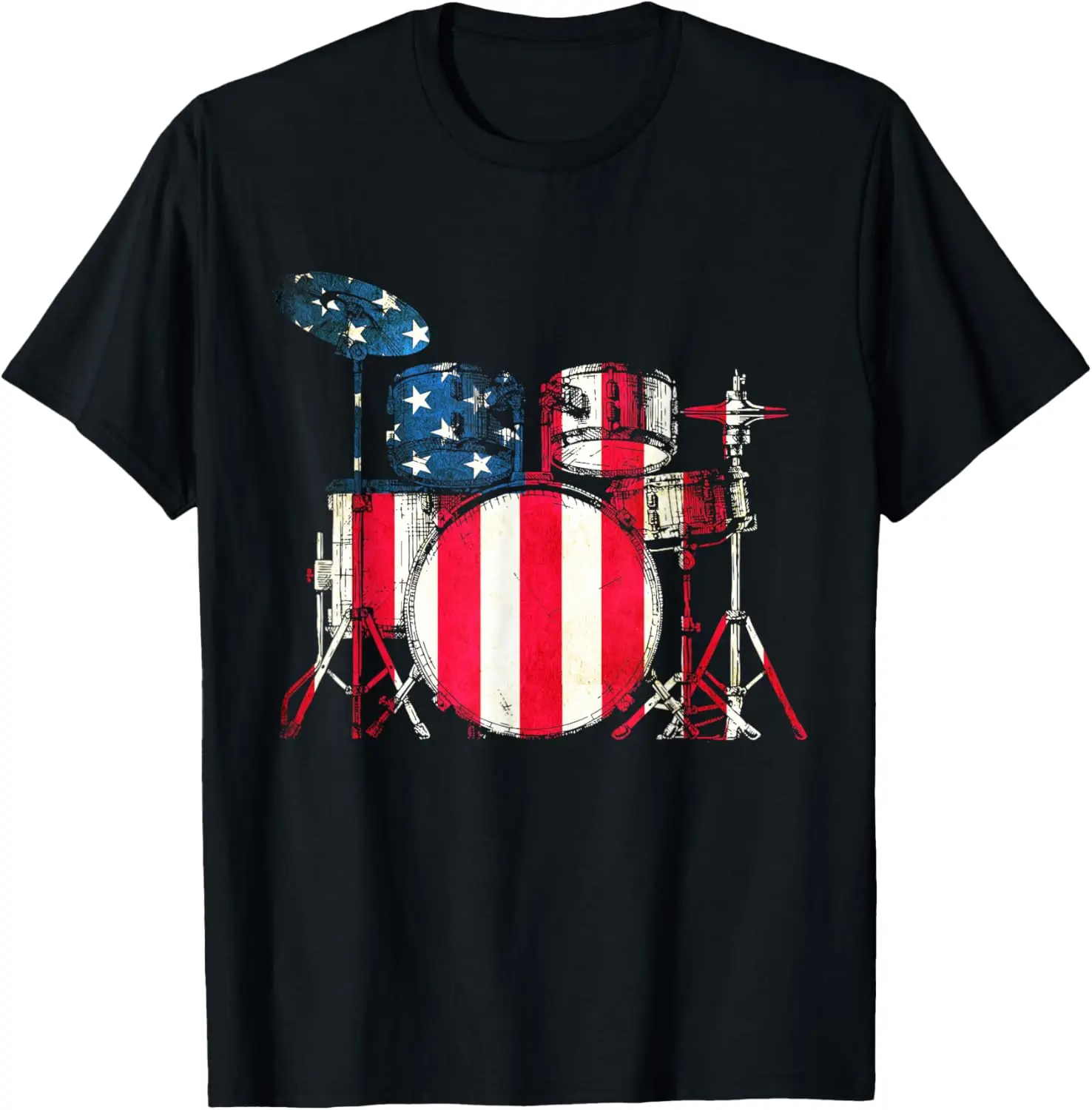 

Drum Set American Flag Drummer Patriotic Drum Player T-Shirt