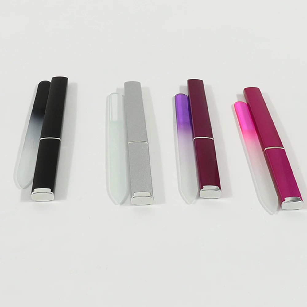 المهنية الزجاج ملفات الأظافر التدرج مصقول كريستال تلميع ملفات الأظافر مزدوجة الوجهين مختلط اللون أدوات مانيكير