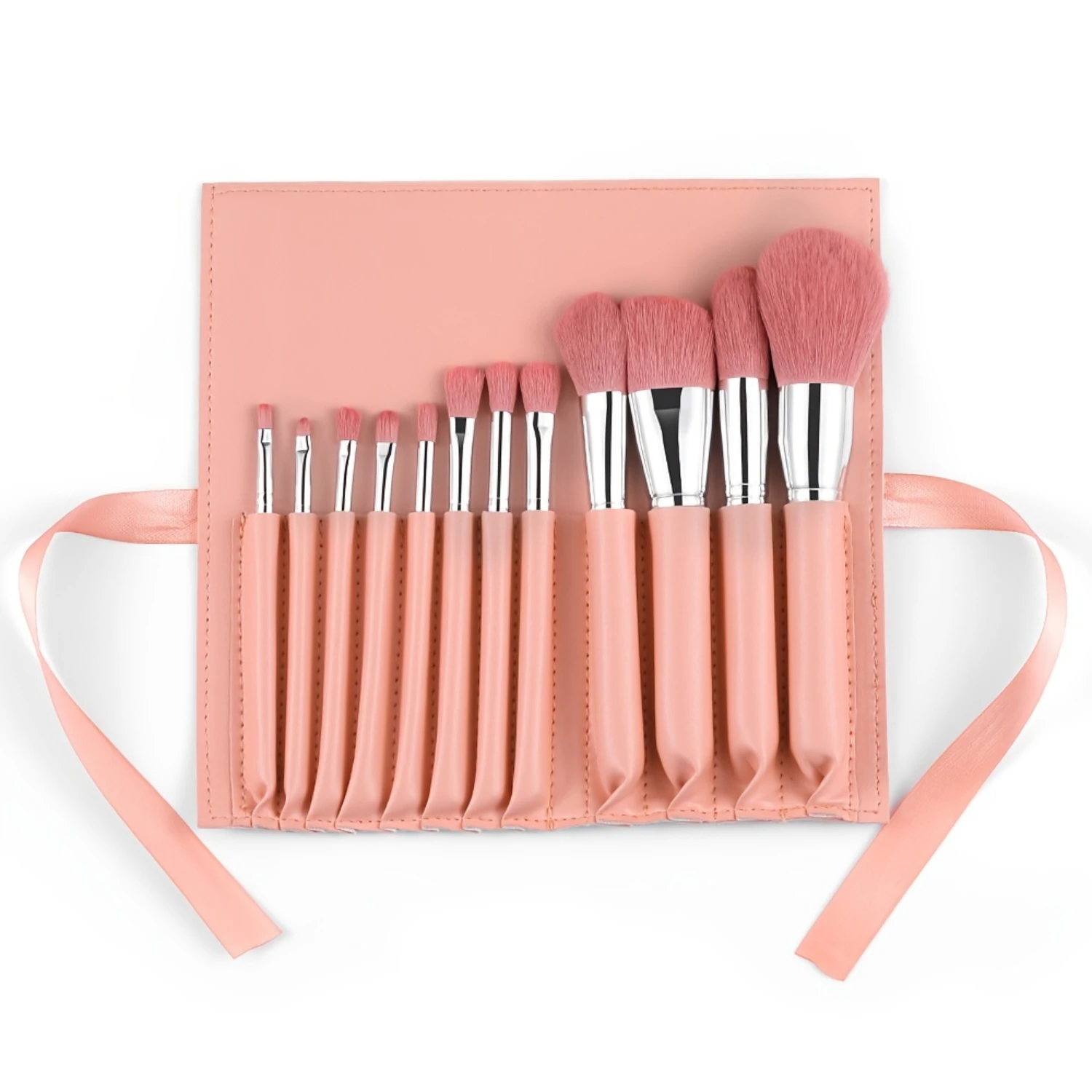 Blue Handle Makeup Brushes Set with Bag - Powder Foundation Blending Eyebrow Brush Tools