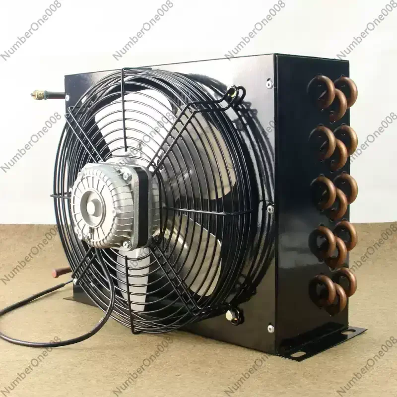 1/2P condenser air-cooled cooling copper tube aluminum fin radiator refrigeration unit heat exchanger 35-60W fan