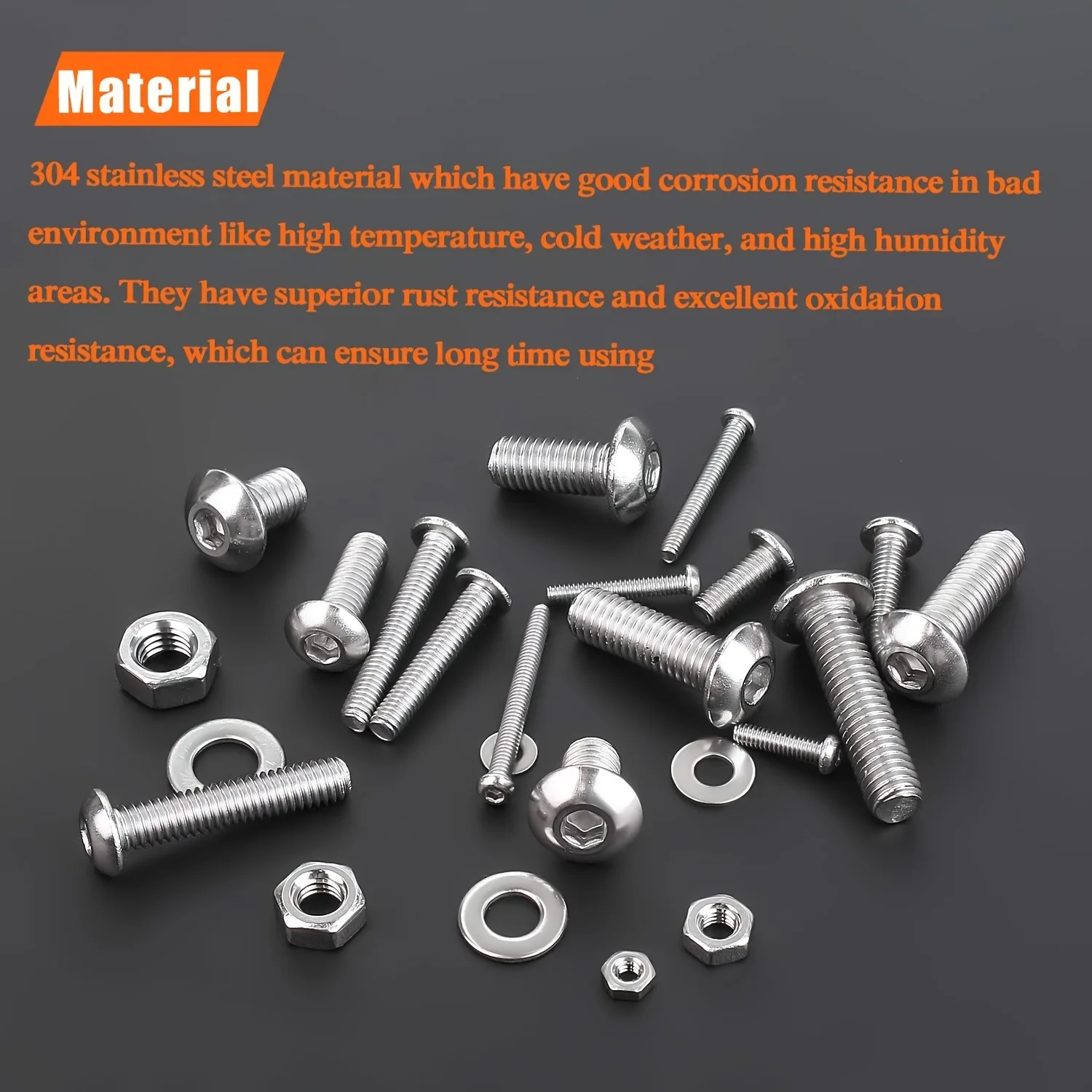 1000-Piece Round Head M3-M5 Hex Screw Set – 304 Stainless Steel Metric Screw Assortment Kit
