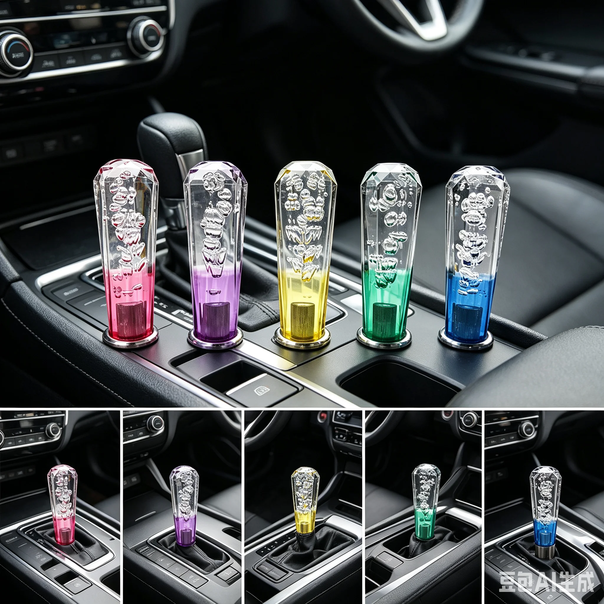 Universal 15cm Car Stitching Color Multicolor Gear Shift Knob Crystal Bubble Gear Shift Knob Colorful Shifter Lever