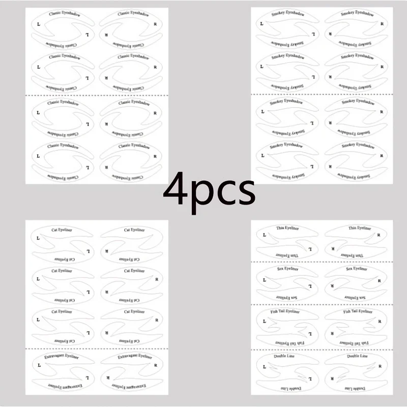 Plantilla de maquillaje para sombra de ojos/delineador de ojos, 4 tarjetas, 64 tarjetas