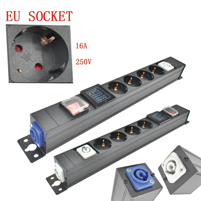 PDU power board Schuko NAC3MPA NAC3MPB input/output sound plug 5AC EU aviation combination socket Equipped with an ammeter