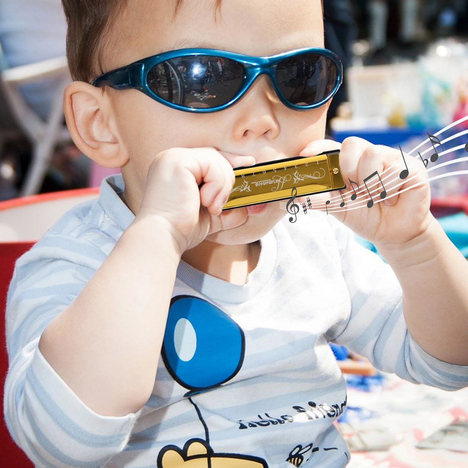 

10 Holes Harmonica Portable Musical Instrument Durable ABS Metal Key of C Professional Practice for Kids Adults Beginners