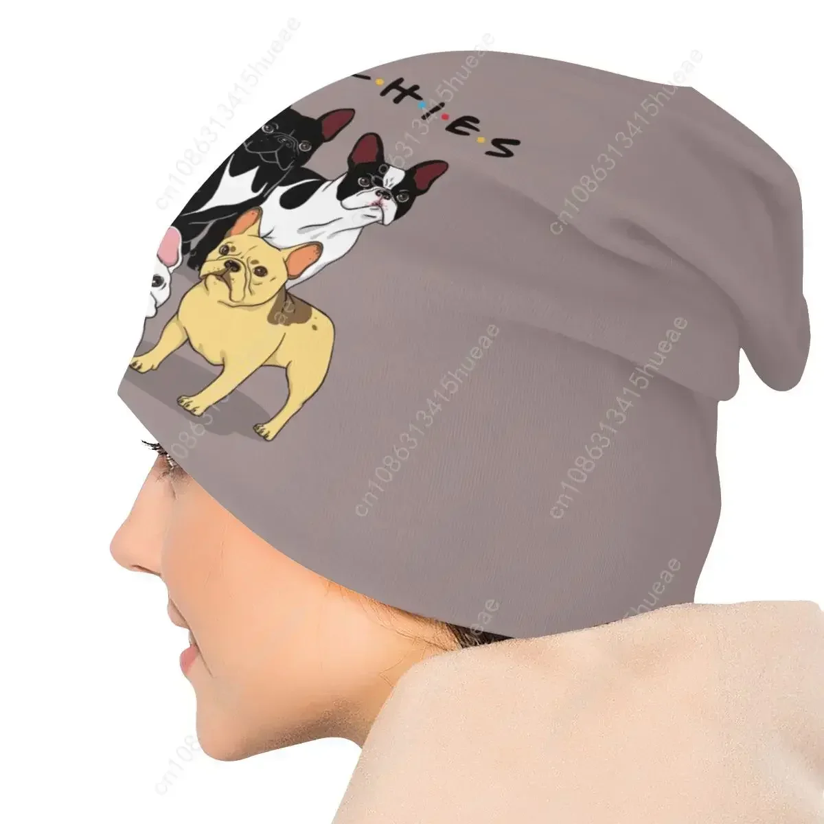 مضحك الفرنسية الفرنسية البلدغ الهيب هوب Skullies Beanies النساء الرجال الشتاء مترهل قبعة صغيرة الكلب الحيوان متماسكة بونيه قبعة للتزلج