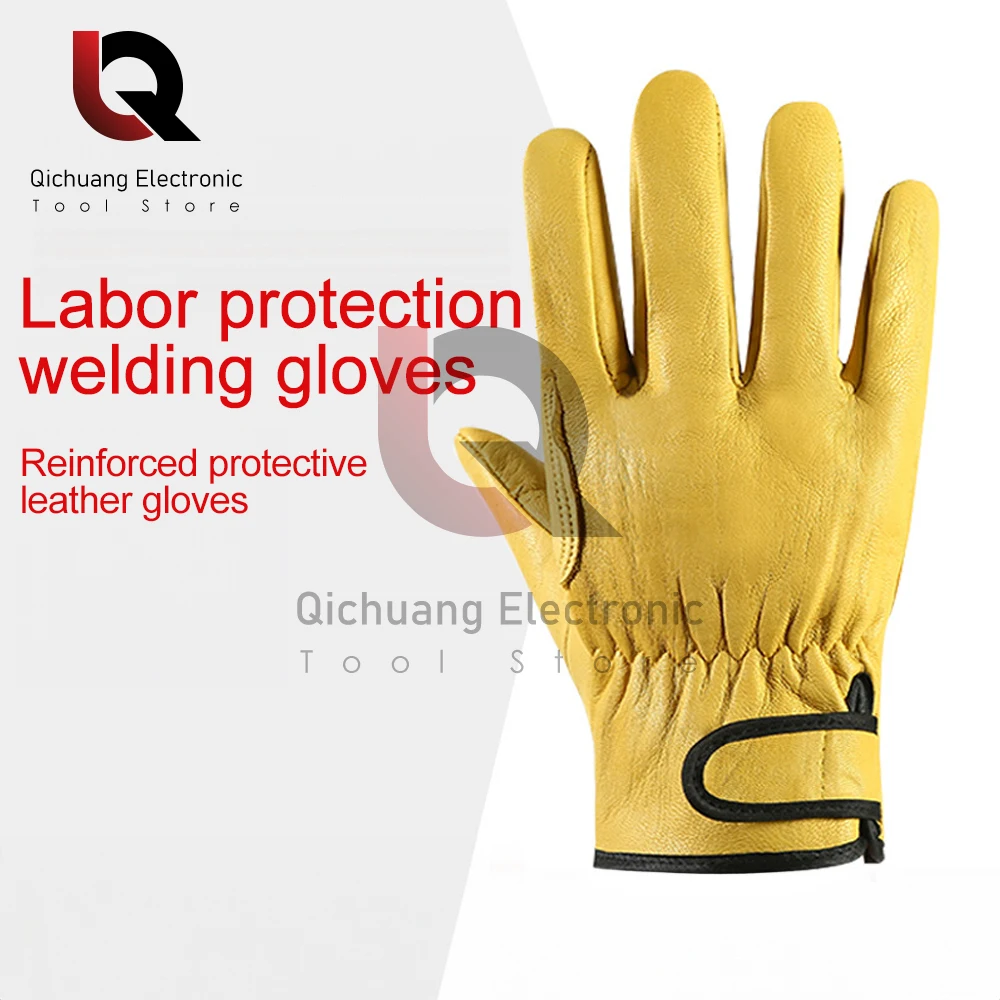 Sheepskin Leather Work Gloves Worker Labor Protection Gloves Welding Safety Protection Garden Carpentry Wear-resistant Gloves