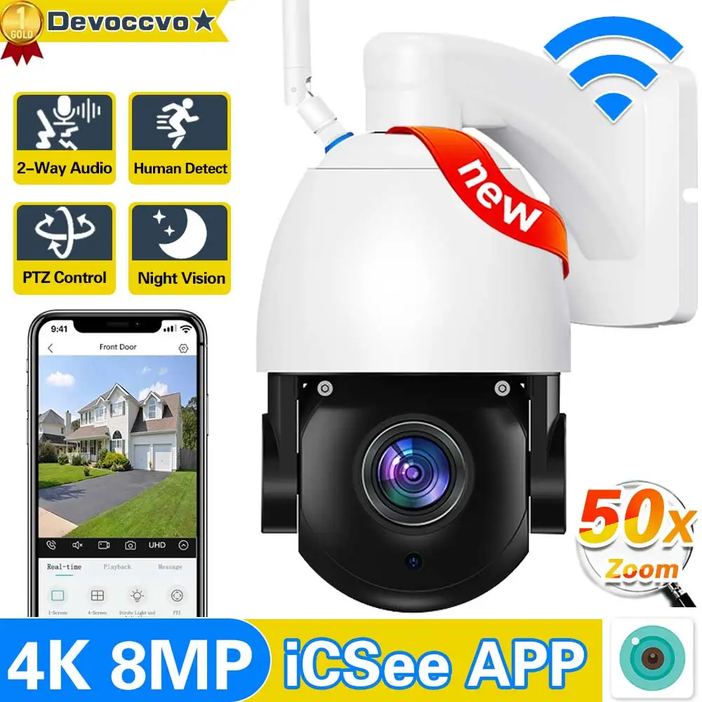 

Smart 4K 8MP WiFi Security IP Camera Outdoor Wirelss Video Camera 50x Optical Zoom Surveillance Network Wireless CCTV PTZ iCSee