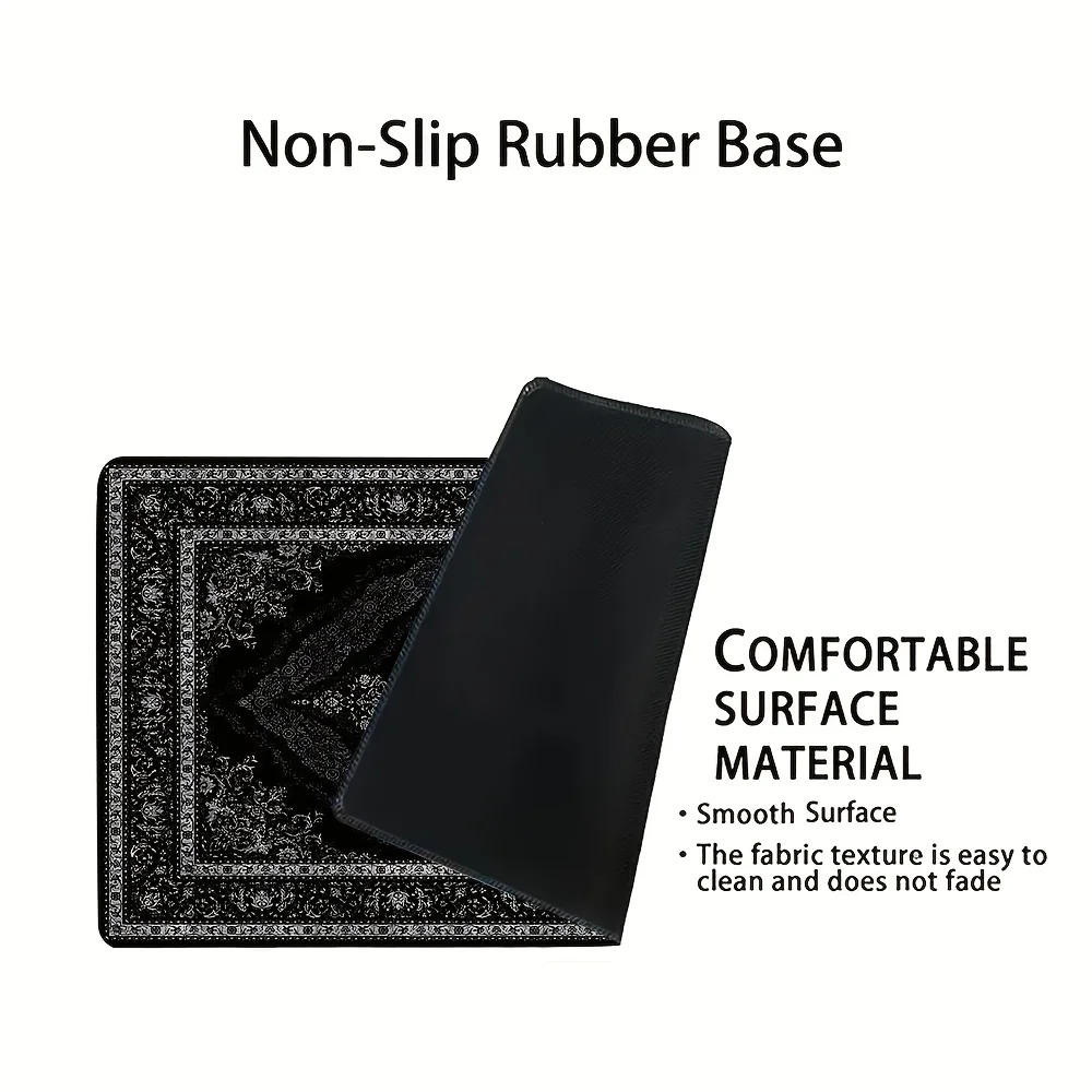 Black Persian carpet-style elegant logo mouse pad large rubber desk mat keyboard pads anti-slip edge lock PC gaming accessorys